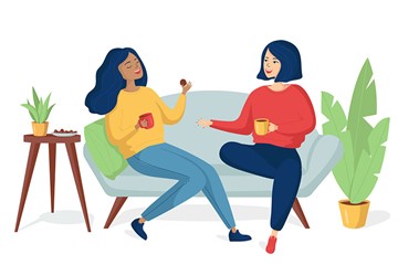 desenho de meninas conversando 