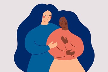 desenho de meninas abraçando