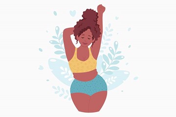 desenho de uma menina de calcinha e sutiã dançando