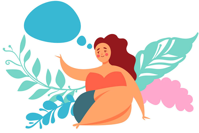 Ilustração de mulher sentada sobre flores